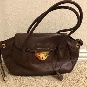 PRADA Brown Leather Shoulder Bag